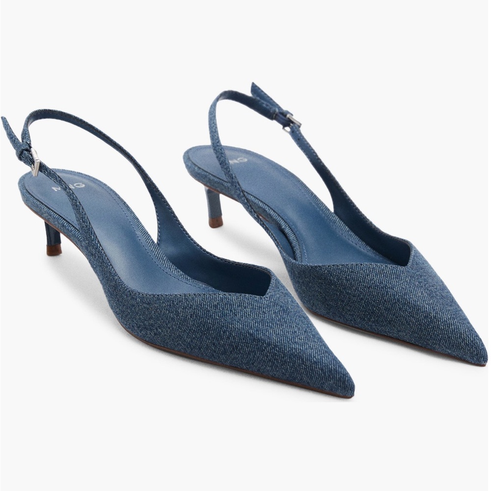 Mango Blue Denim Pointed Heels
